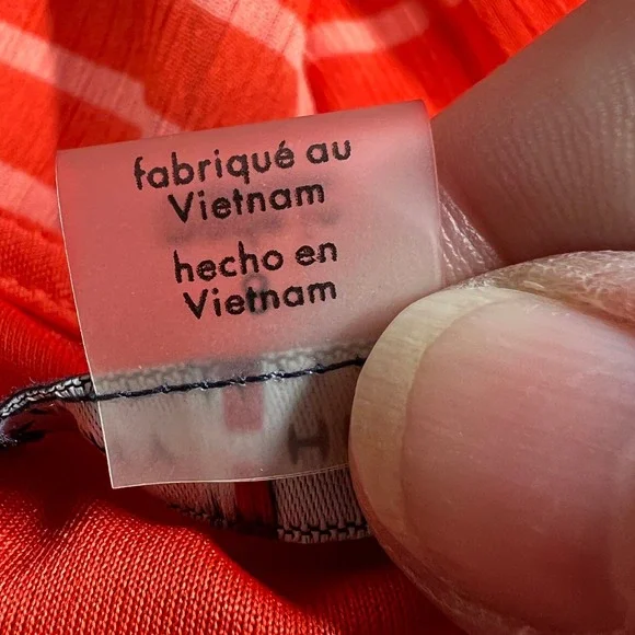 NWT Tommy Hilfiger Women's Coral Stripe Hi-Lo Faux Wrap Dress Tie Sleeve Size 8 - Picture 6 of 13